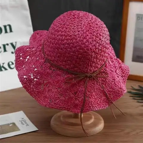 Crochet straw hat
