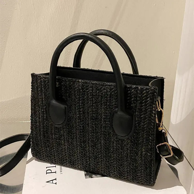 Straw single shoulder crossbody handbag