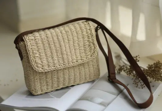 Woven straw crossbody and shoulder bag