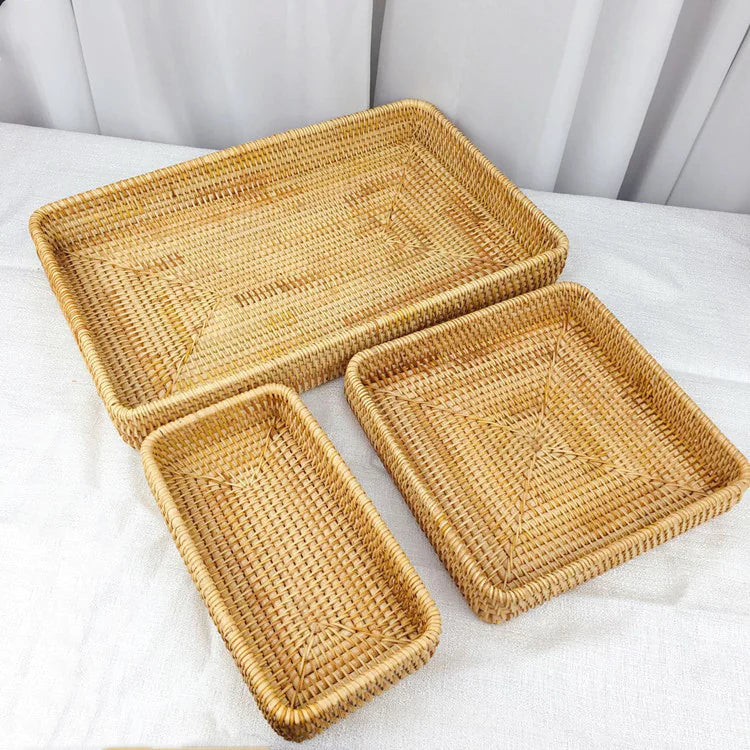 Tray storage woven basket