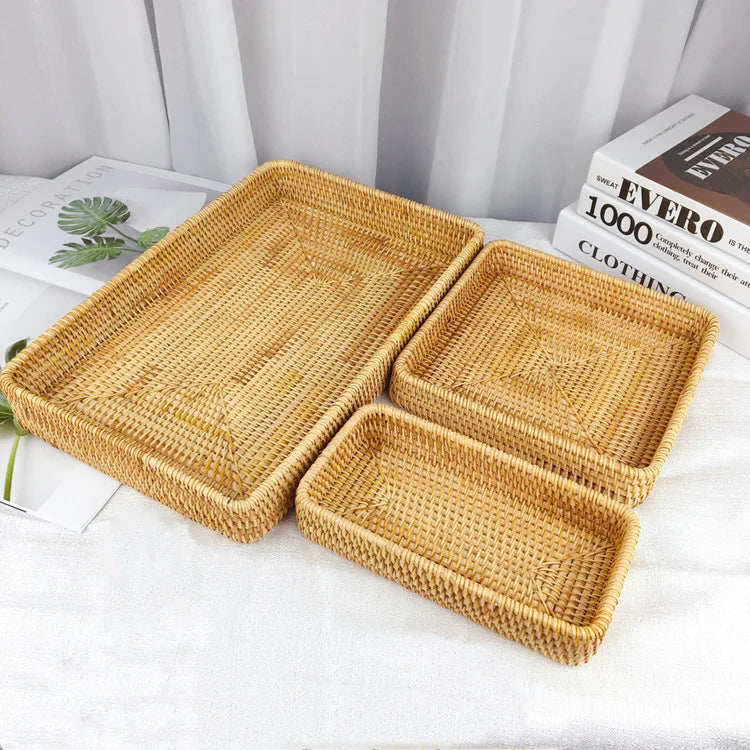 Tray storage woven basket