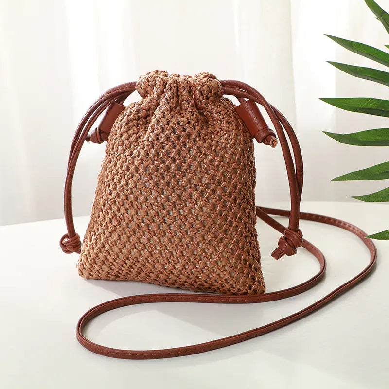 Straw woven crossbody bag