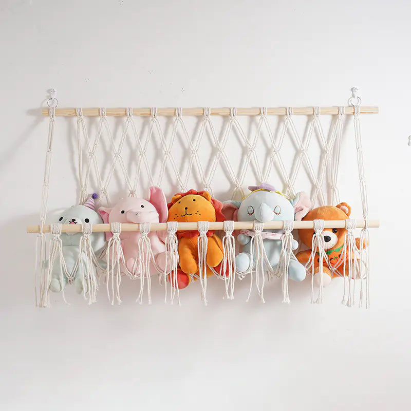 Handwoven rope wall shelf