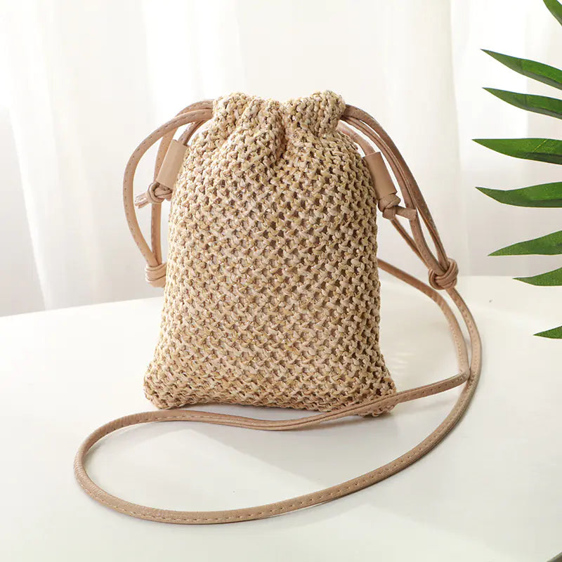 Straw woven crossbody bag