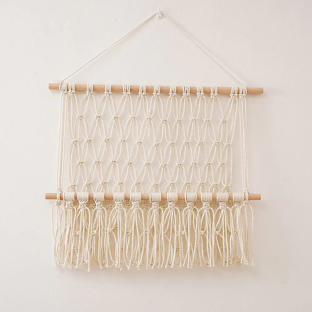 Handwoven rope wall shelf