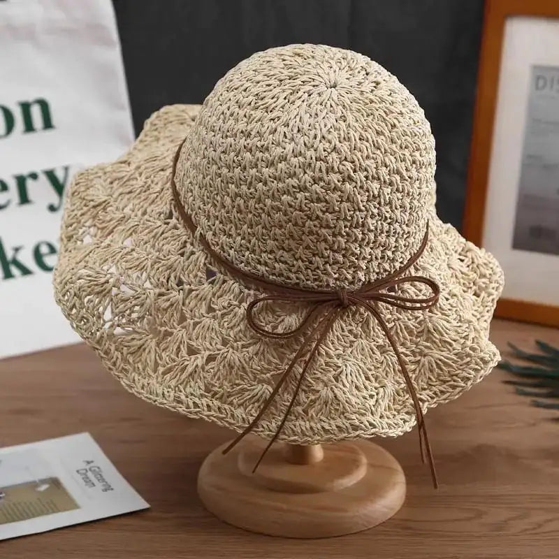Crochet straw hat