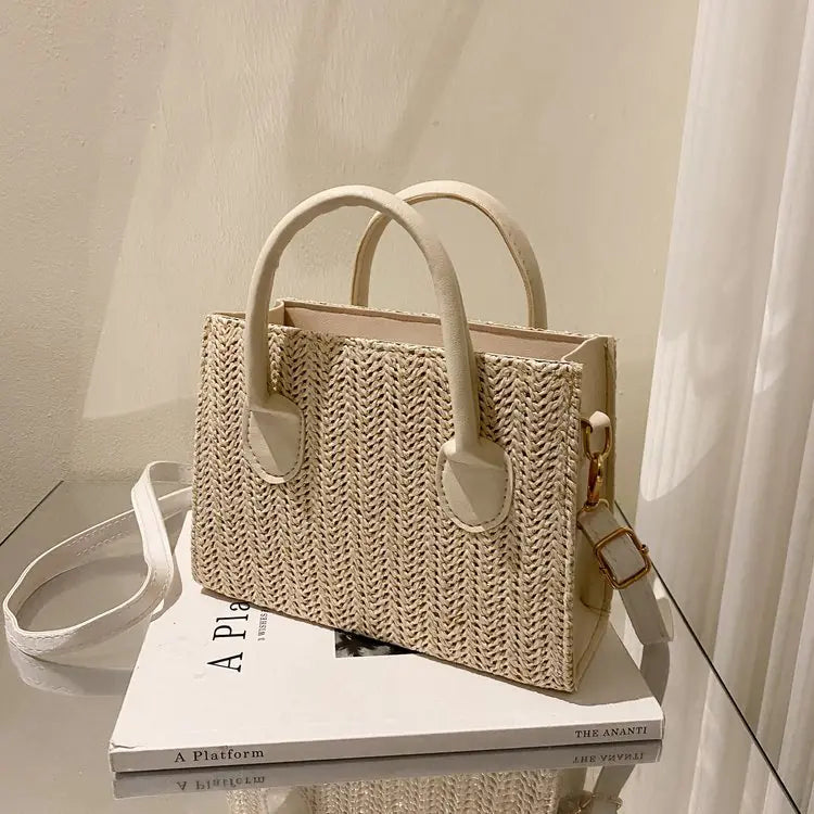Straw single shoulder crossbody handbag