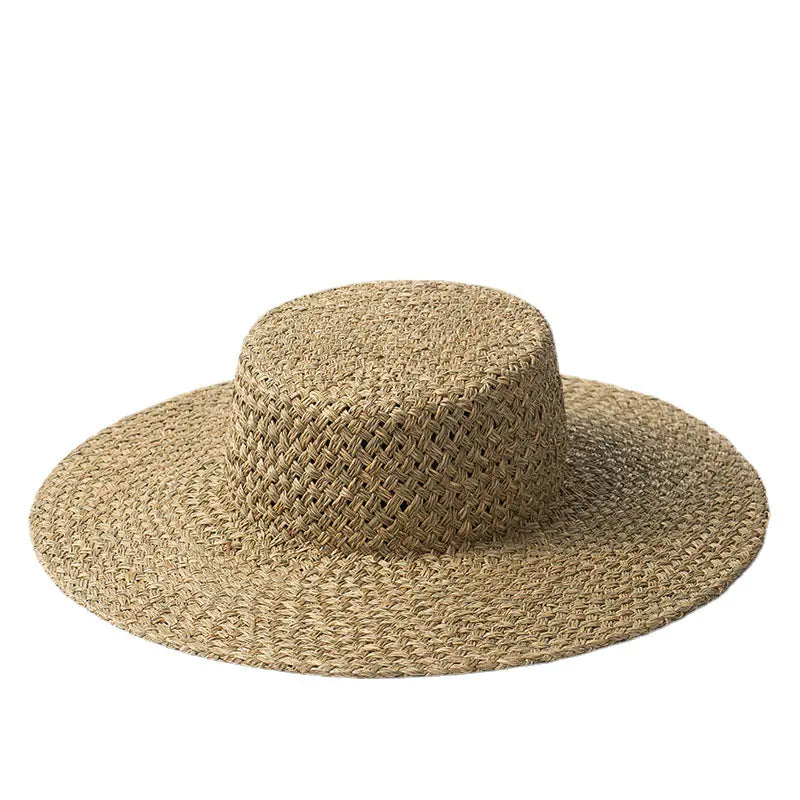 Seaweed flat top straw hat
