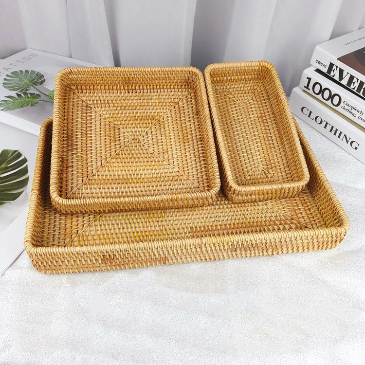 Tray storage woven basket