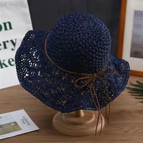 Crochet straw hat
