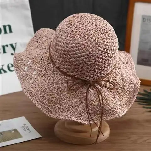Crochet straw hat