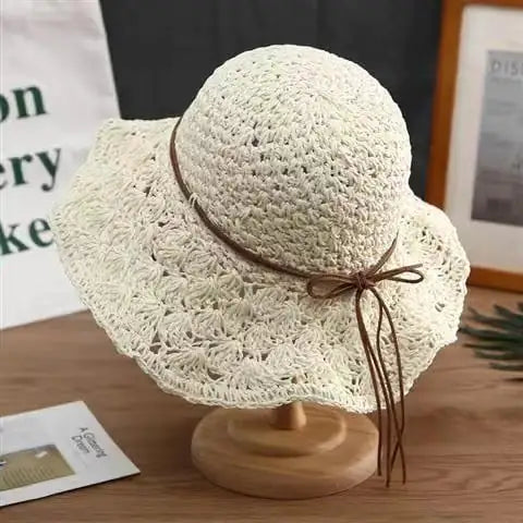 Crochet straw hat