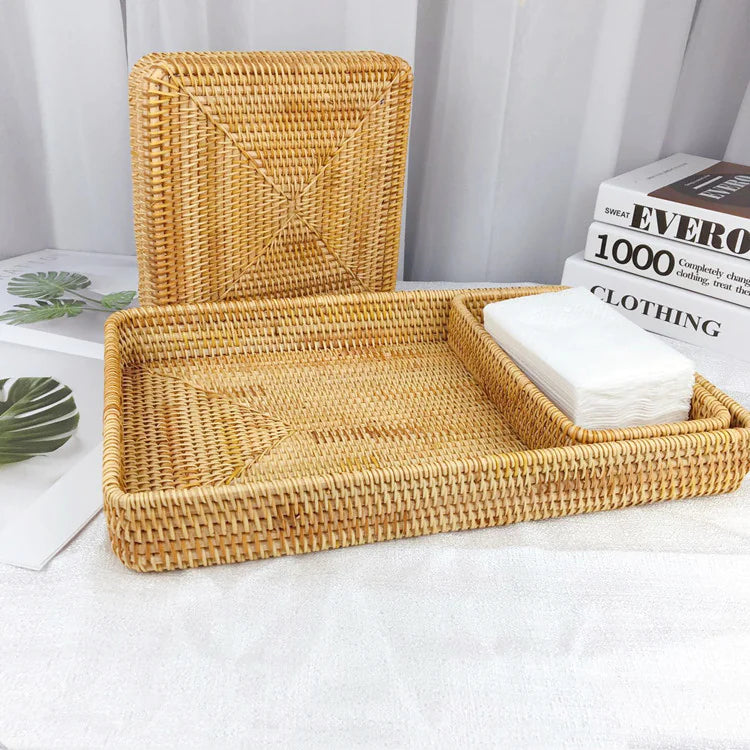 Tray storage woven basket